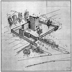 BBPR sketch for the Gusen memorial