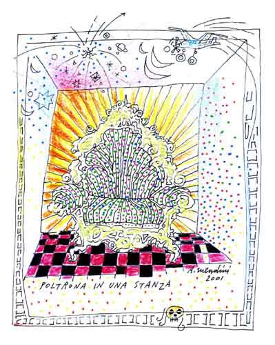 Drawing of an armchair by Alessandro Mendini